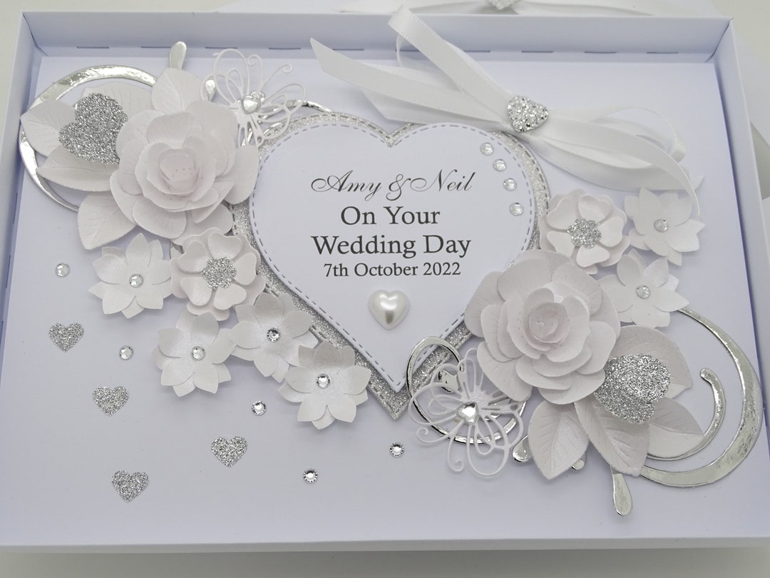 Luxury Handmade PERSONALISED Card WEDDING Day Anniversary Engagement ...