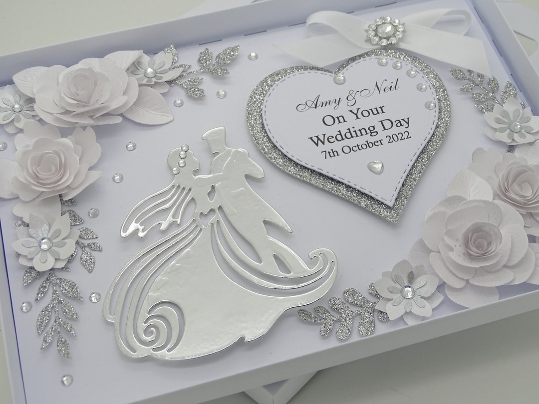 Luxury Handmade PERSONALISED Card WEDDING Day Anniversary Engagement ...