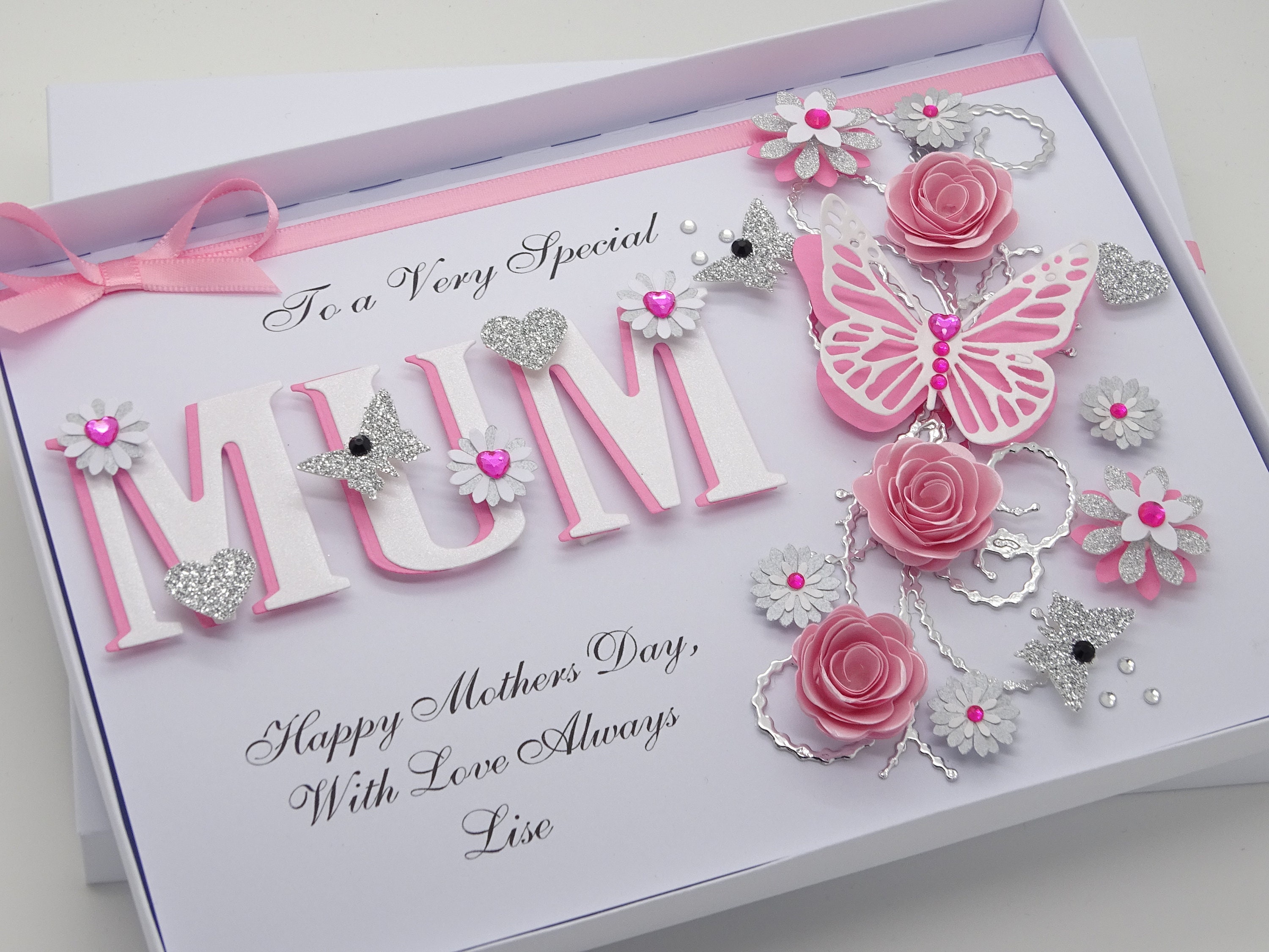 LUXURY Handmade Personalised BIRTHDAY Card Mothers Day MUM 3D | Etsy UK