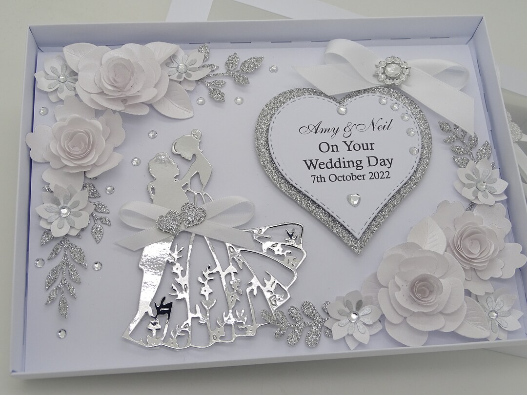 Luxury Handmade PERSONALISED Card WEDDING Day Anniversary Engagement ...