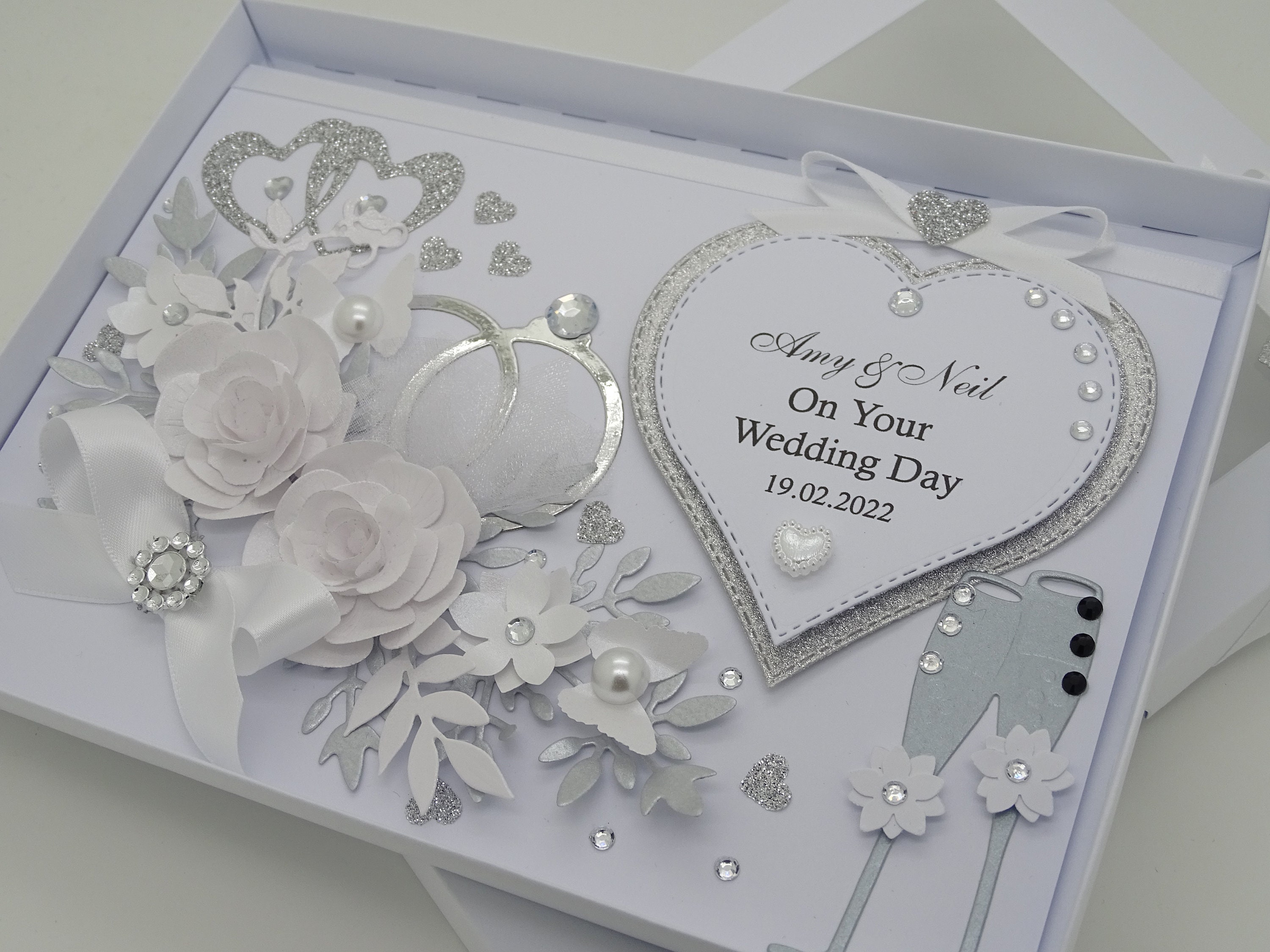 Luxury Handmade PERSONALISED Card WEDDING Day Anniversary Engagement ...