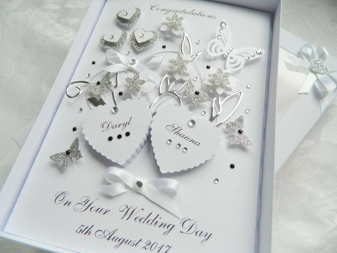 Luxury Handmade PERSONALISED Card Engagement Wedding Day ANNIVERSARY ...