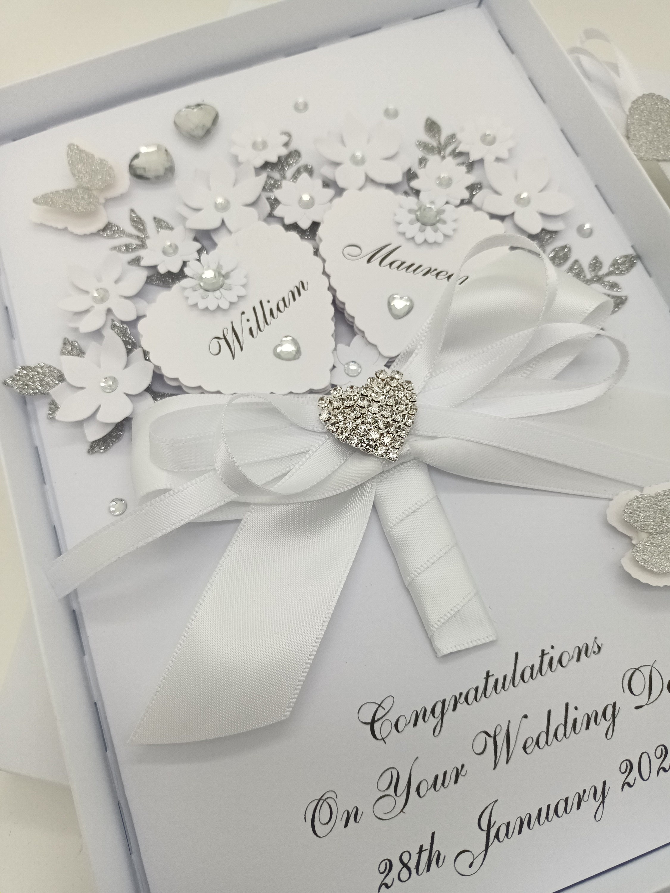 Luxury Handmade PERSONALISED Wedding Day Card Engagement ANNIVERSARY ...