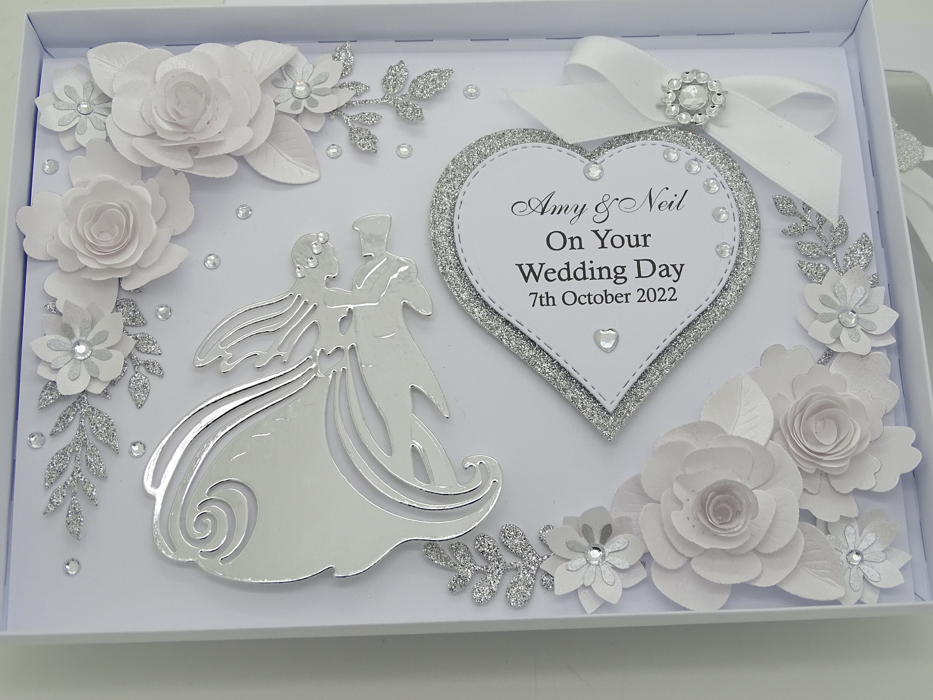 Luxury Handmade PERSONALISED Card WEDDING Day Anniversary Engagement ...