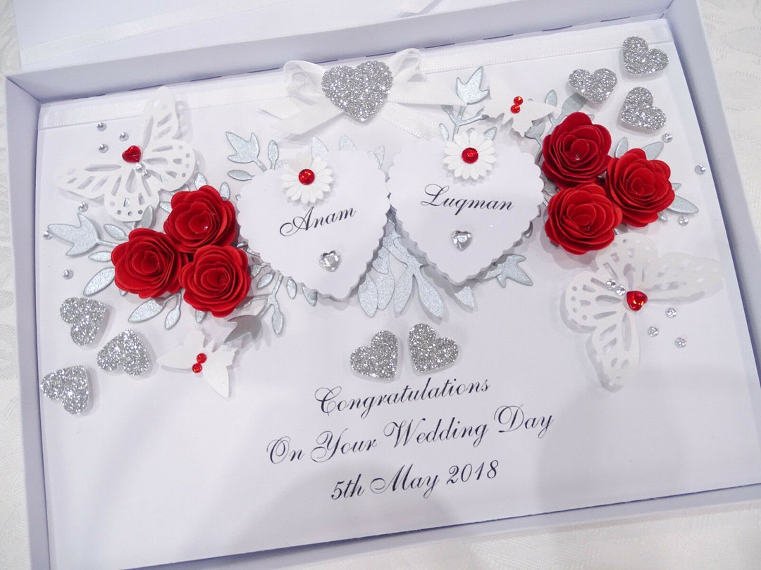 Luxury WEDDING Day Personalised Handmade Card RUBY ANNIVERSARY ...