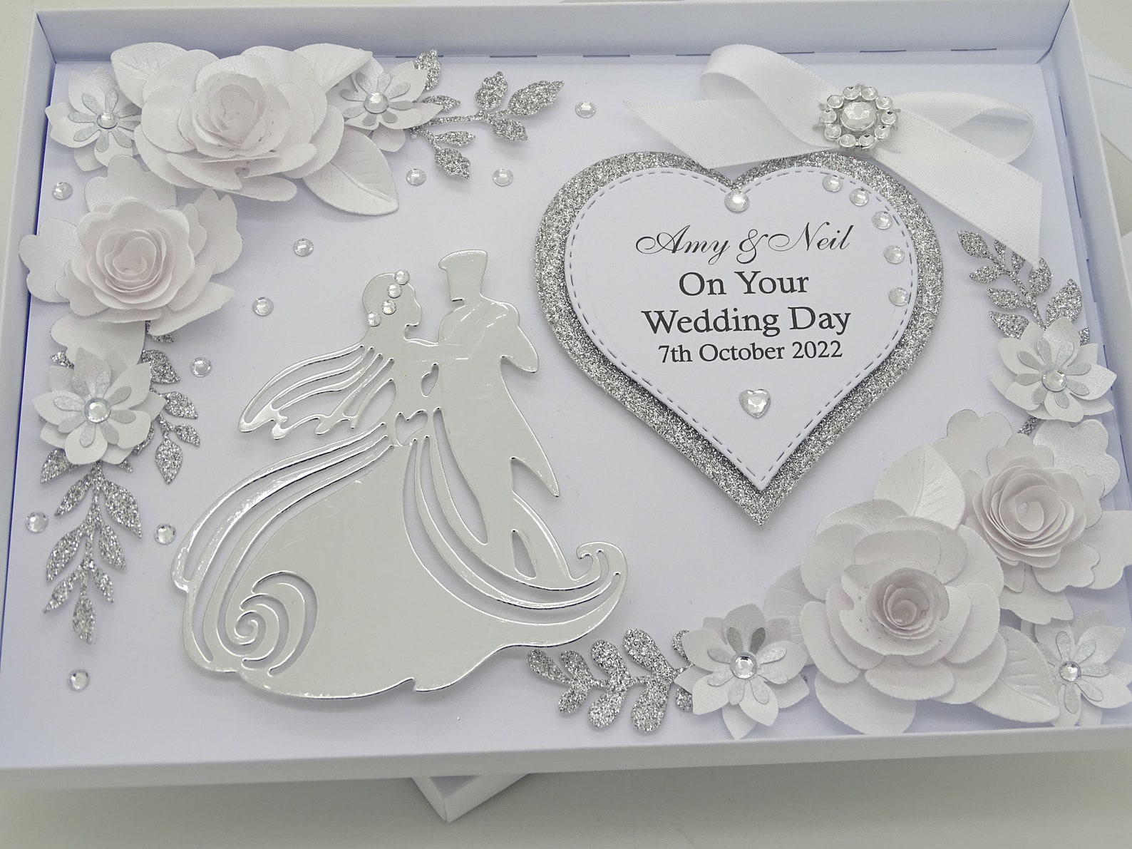 Luxury Handmade PERSONALISED Card WEDDING Day Anniversary Engagement ...