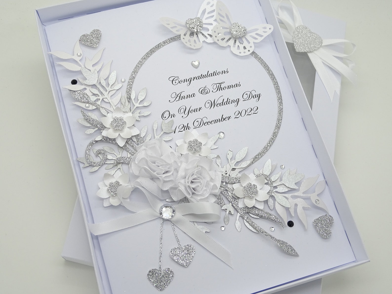 Luxury Handmade PERSONALISED Wedding Day Card Engagement ANNIVERSARY ...