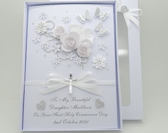 1st Holy Communion Personalised CHRISTENING Card Baptism Presentation Box 3D KEEPSAKE