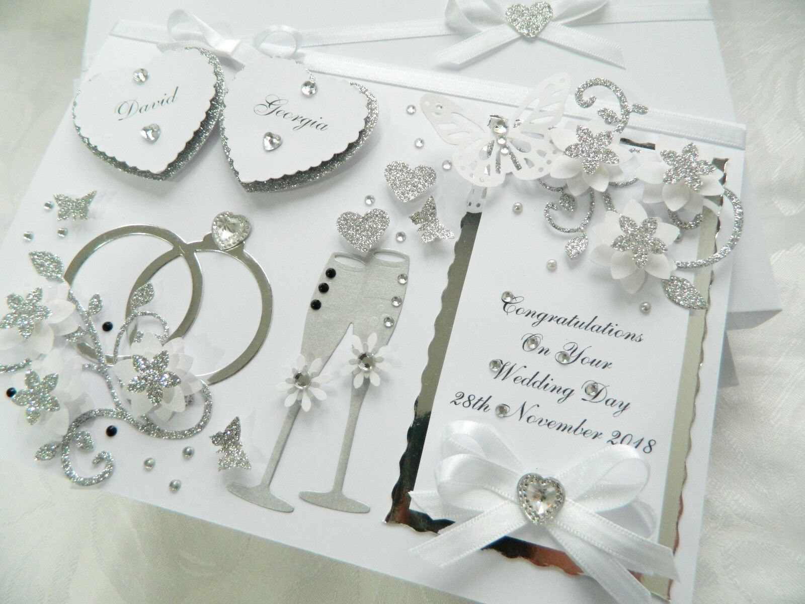 Luxury Handmade PERSONALISED Card WEDDING Day Anniversary Engagement ...