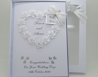 Wedding Day Luxury Handmade PERSONALISED Card Engagement ANNIVERSARY Wooden Money Wallet Gift Box 3D Folded Keepsake