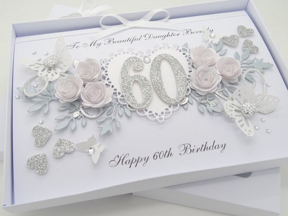 Luxury HANDMADE Personalised Card Birthday 60th Diamond Wedding Anniversary Wooden Money Wallet Money Envelope Cash