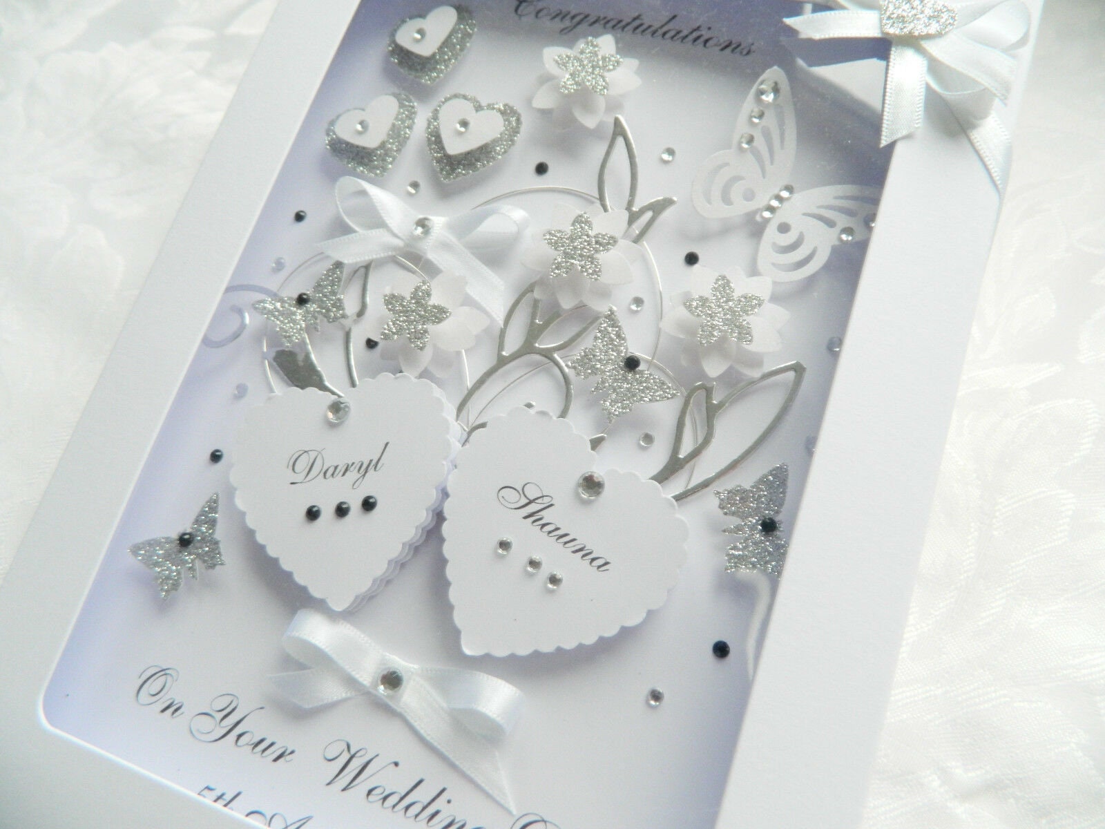 Luxury Handmade PERSONALISED Card Engagement Wedding Day ANNIVERSARY ...