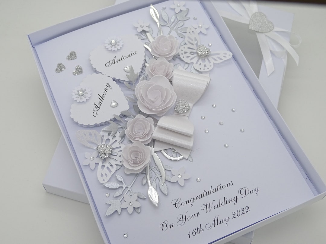 Luxury WEDDING Day Card Handmade PERSONALISED Engagement ANNIVERSARY ...
