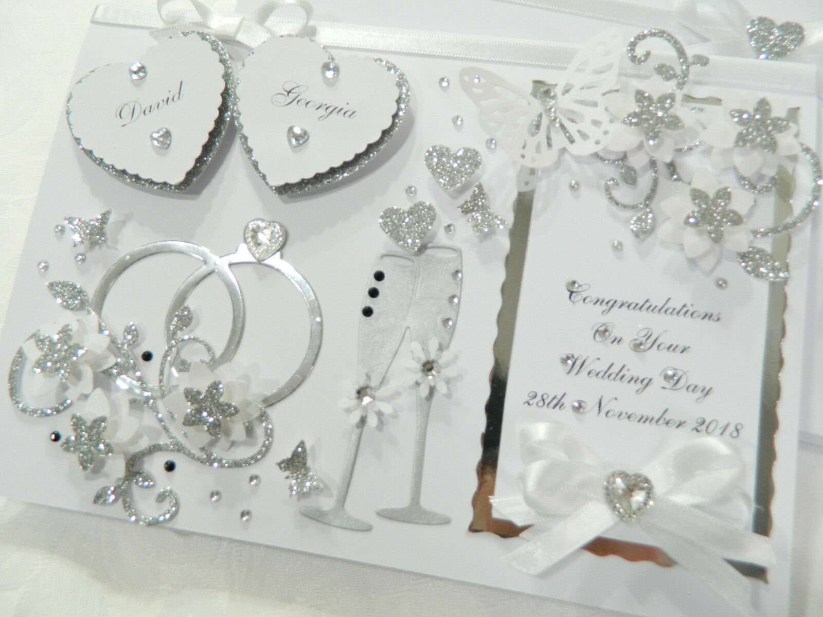 Luxury Handmade PERSONALISED Card WEDDING Day Anniversary Engagement ...