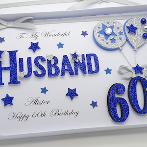 Personalised Handmade Birthday Card Husband, , 30,40,50,60, Gift Box