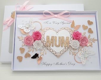 Birthday Card Mum Nan HANDMADE Personalised 50th 60th 70th 80th GIFT BOX