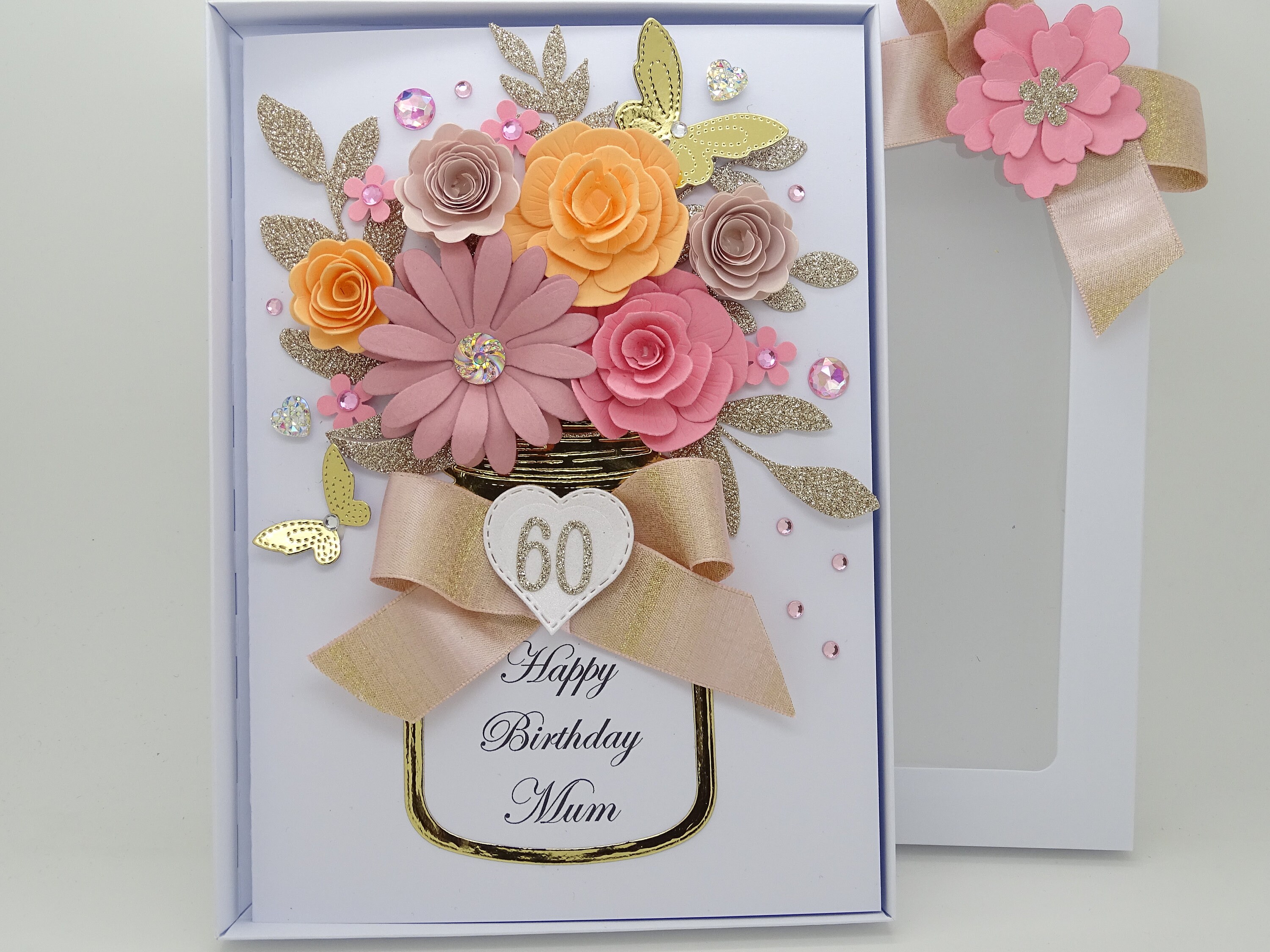 Handmade Floral Birthday Card: Personalised Gift Box Card - Etsy UK
