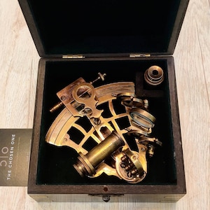 Nautical Sextant Gift, custom engraved gift, brass sextant, Working Compass, gift for father, anniversary gift, navy veteran gift