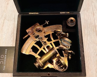 Nautical Sextant Gift, custom engraved gift, brass sextant, Working Compass, gift for father, anniversary gift, navy veteran gift