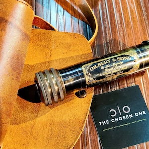 Brass Kaleidoscope, Kaleidoscope Gift, Gift for Grandson, Birthday Gift, Leather Case, Gift for husband, Christmas gift for kids