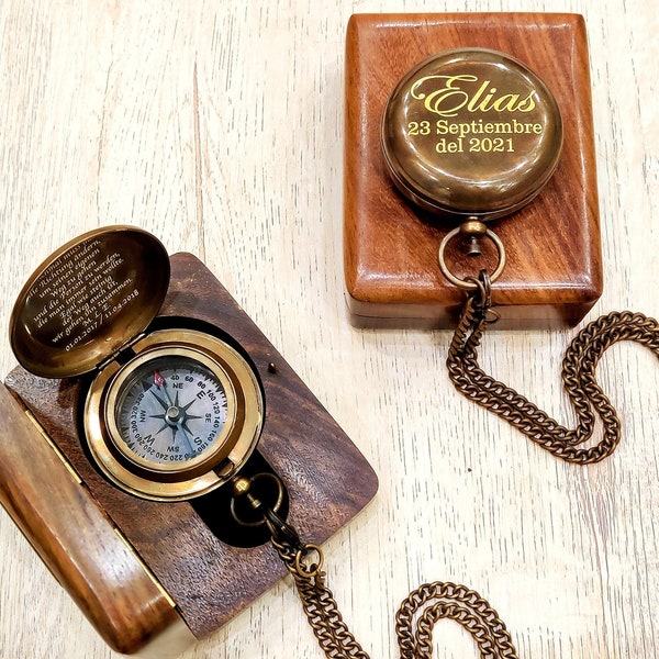 Denkwürdiger Geschenkkompass, Jubiläumsgeschenk für Frau, personalisierter Kompass, Taufgeschenk für Enkel, Geschenk für Ehemann, Bar-Mizwa-Geschenk