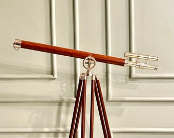 Wooden & Brass Telescope for Distant Views, Telescope for Christmas, Long standing Telescope, Telescope with Tripod Stand, Christmas Gift