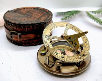 Personalized Sundial Compass, Personalized Brass Compass, Gift for husband, Anniversary Gift, Gift for US navy, Gift for dad, Christmas Gift