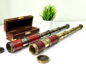 Telescopio personalizzato, Telescopio funzionante, Telescopio Spyglass Pirati, Regalo per papà, Regalo di anniversario per il marito, Regalo in barca