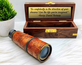 Engraved Nautical Telescope, Personalized Telescope, Working Telescope, Custom Binoculars, Gift for father, Personalized Christmas Gift