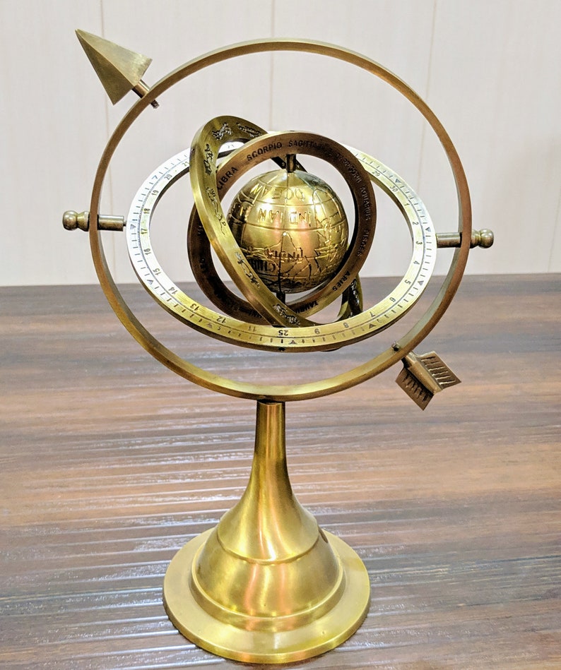 Brass Celestial Globe Armillary Globe Showpiece, Brass Armillary Sphere Decor Table Top Brass Decor, Christmas Gift, Christmas Decorations image 6