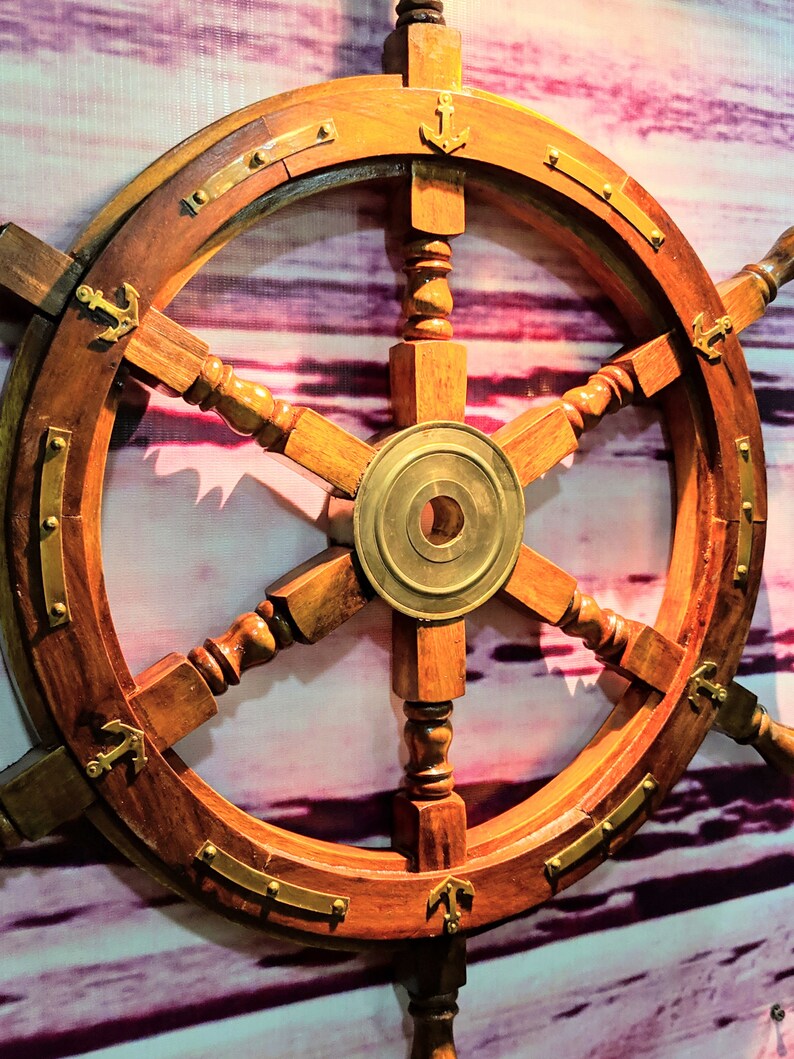 Vintage-Style Wooden Ship wheel Wall Hanging Decor Home | Etsy