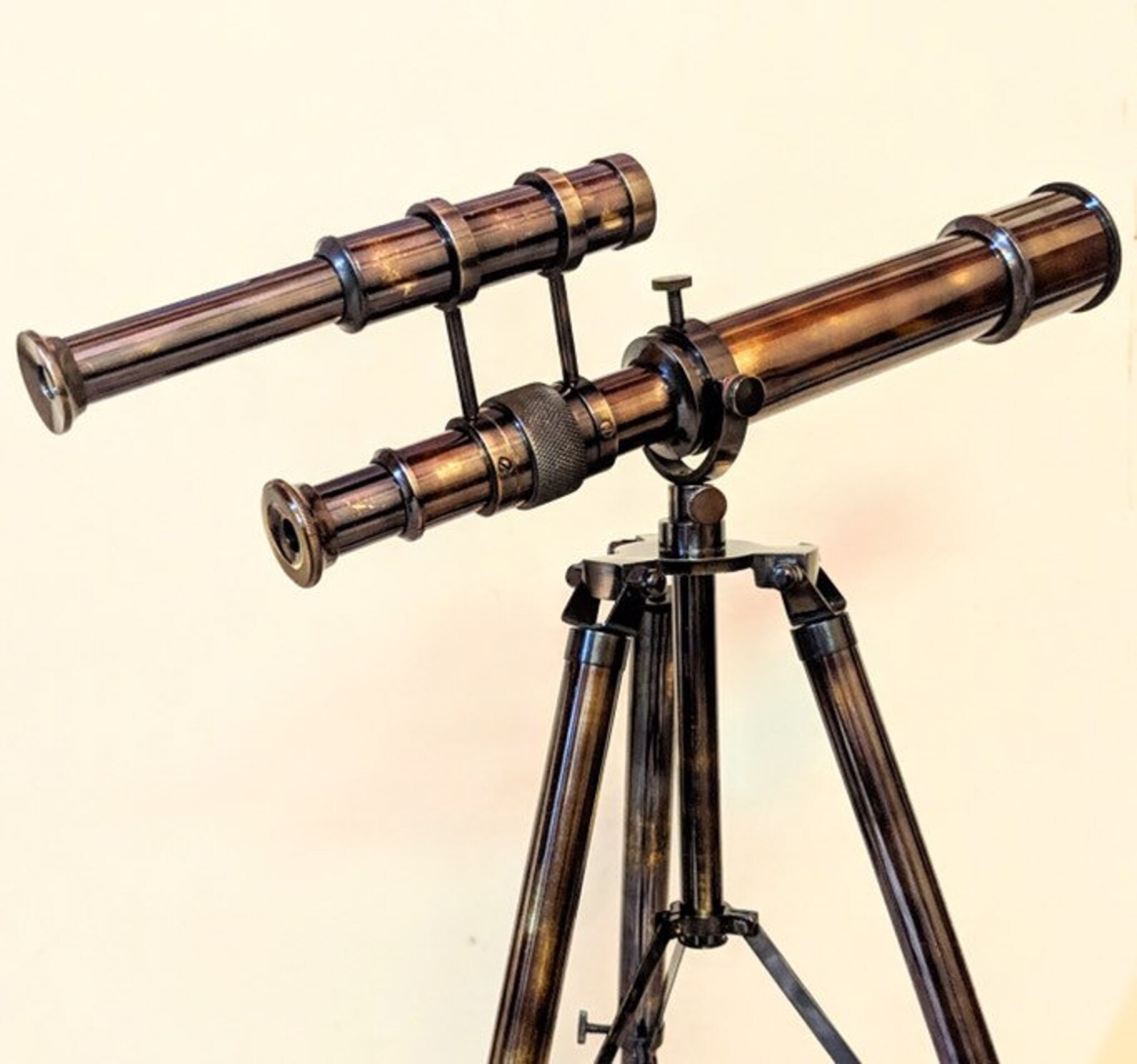 Brass Telescope / Double Barrel Telescope / Home Decor Etsy