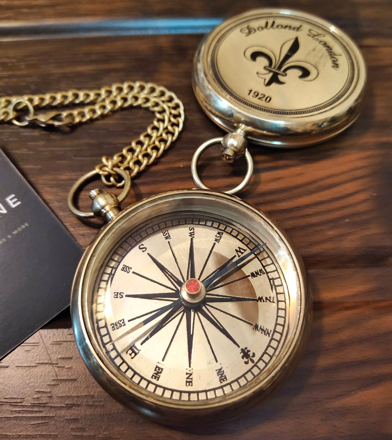 Brass Compass Engraved Pocket Compass Brass Nautical Compass W Etsy