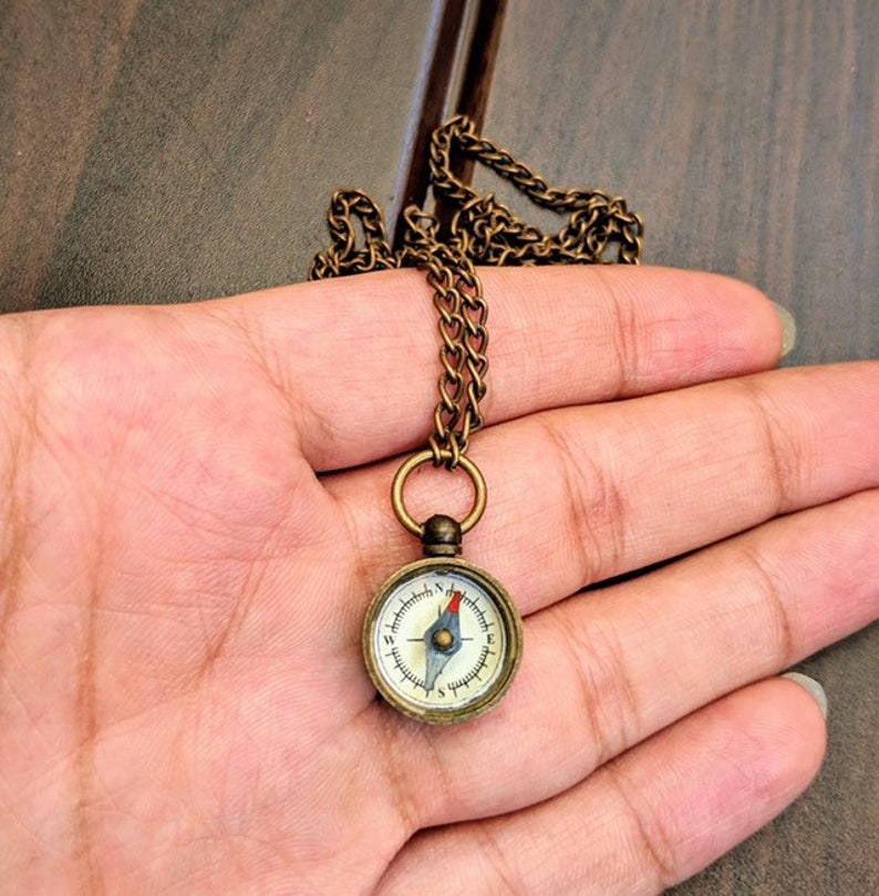 Valentines day gift Gift for Boyfriend Personalized Necklace Personalized Compass Tiny Brass Compass Gift for fiance Compass Necklace