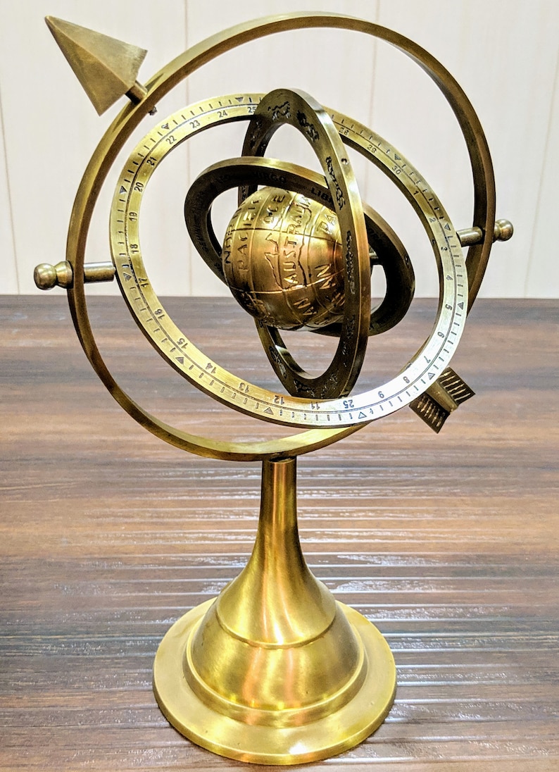 Brass Celestial Globe Armillary Globe Showpiece, Brass Armillary Sphere Decor Table Top Brass Decor, Christmas Gift, Christmas Decorations image 7