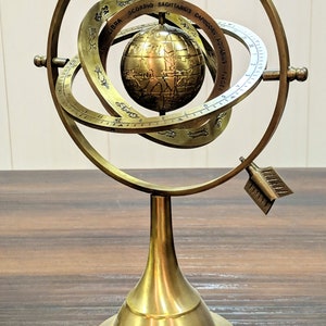 Brass Celestial Globe Armillary Globe Showpiece, Brass Armillary Sphere Decor Table Top Brass Decor, Christmas Gift, Christmas Decorations image 5
