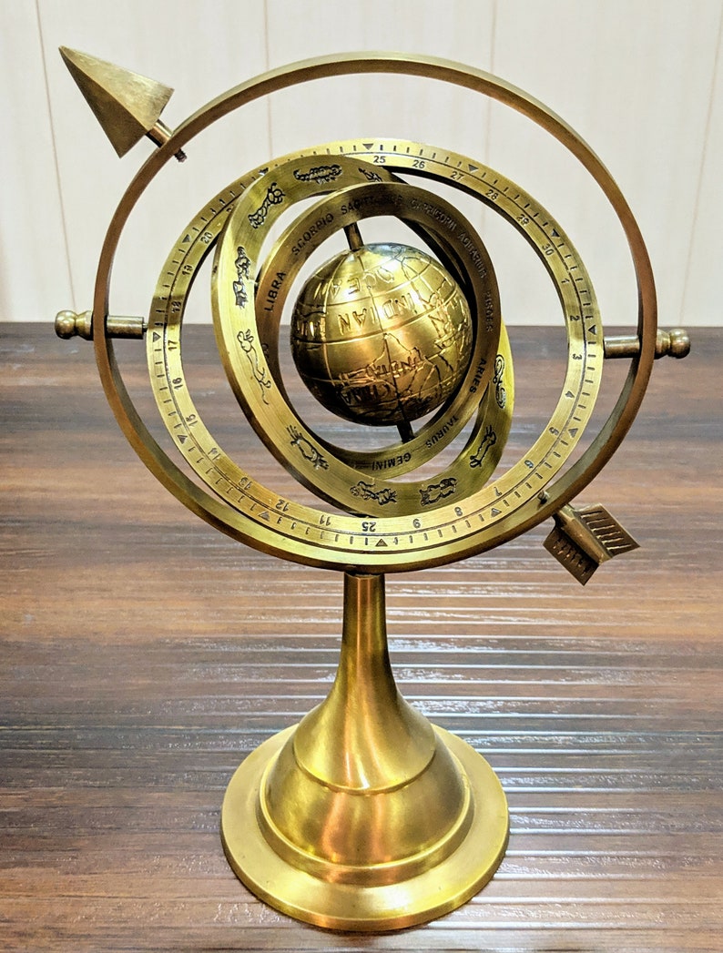 Brass Celestial Globe Armillary Globe Showpiece, Brass Armillary Sphere Decor Table Top Brass Decor, Christmas Gift, Christmas Decorations image 3