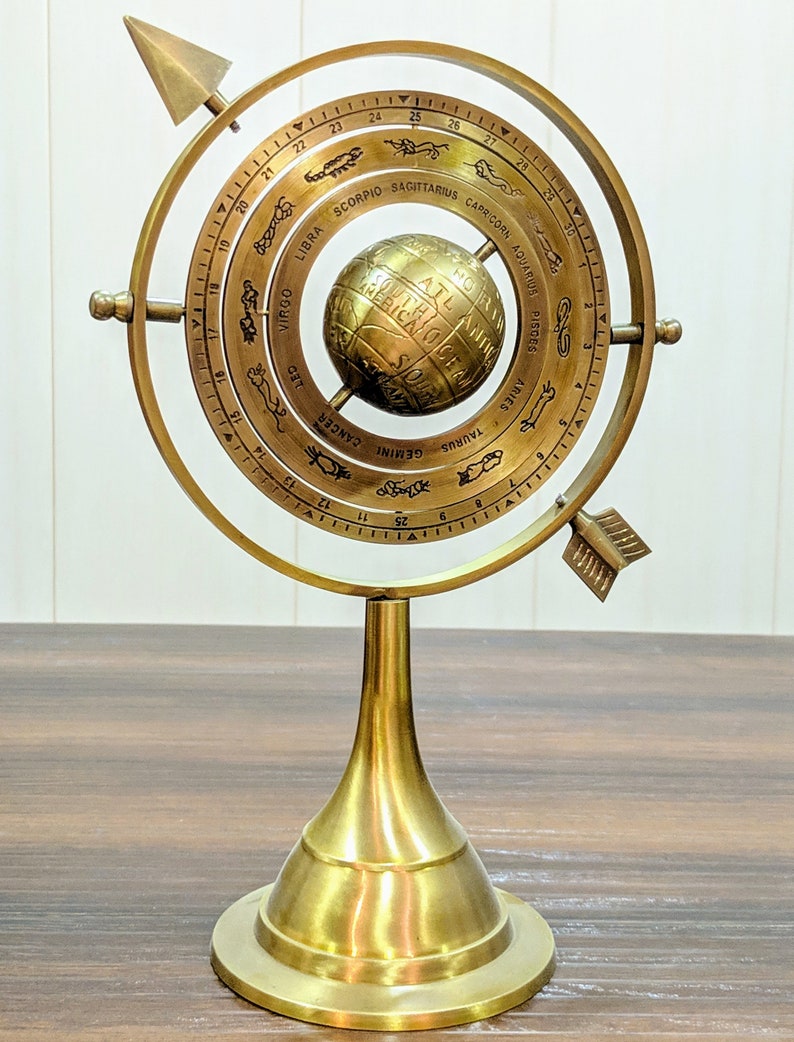 Brass Celestial Globe Armillary Globe Showpiece, Brass Armillary Sphere Decor Table Top Brass Decor, Christmas Gift, Christmas Decorations image 8