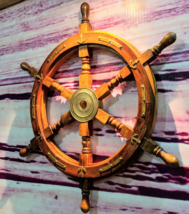 Vintage-Style Wooden Ship wheel Wall Hanging Decor Home | Etsy