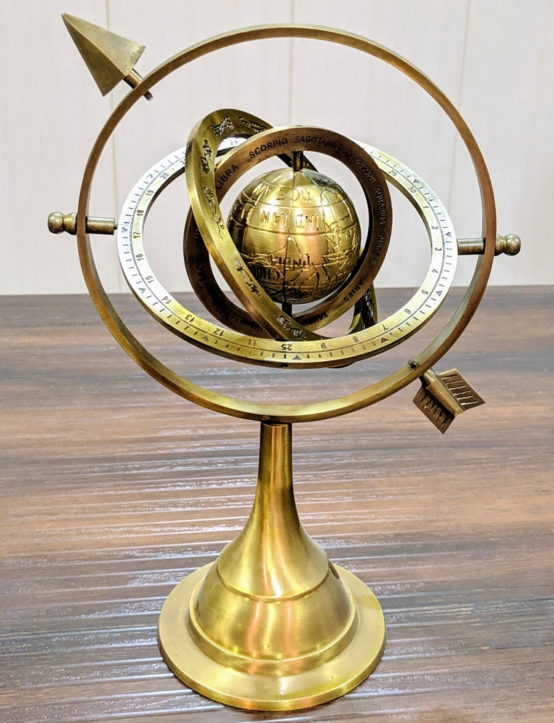 Brass Celestial Globe Armillary Globe Showpiece, Brass Armillary Sphere Decor Table Top Brass Decor, Christmas Gift, Christmas Decorations image 1