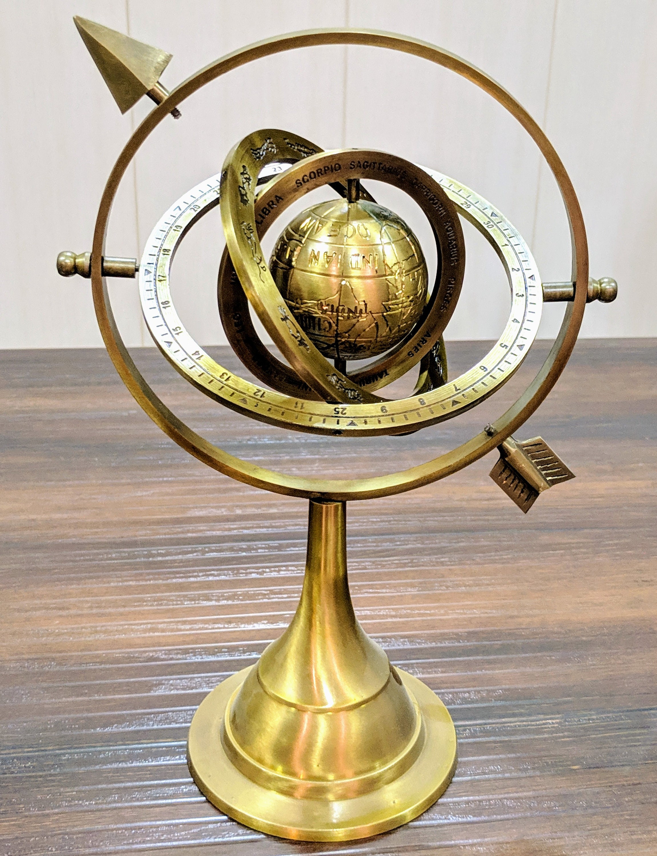 Brass Celestial Globe Armillary Globe Showpiece Brass Etsy