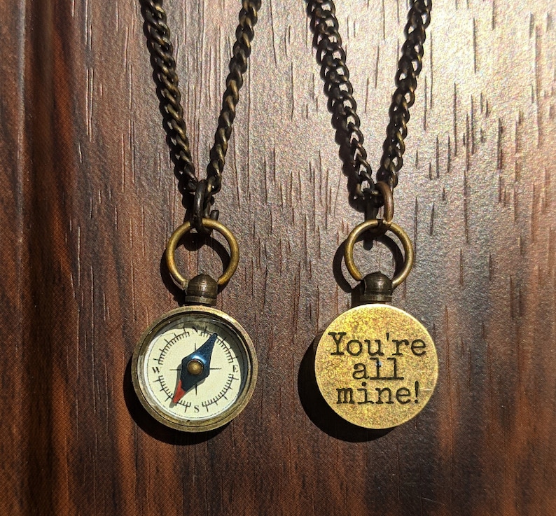 Valentines day gift Gift for Boyfriend Personalized Necklace Personalized Compass Tiny Brass Compass Gift for fiance Compass Necklace