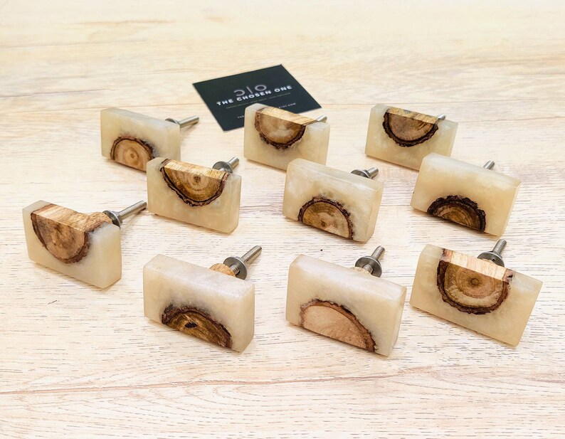 Clear Resin Knob Wood Drawer Knobs Drawer Pull Wooden Etsy