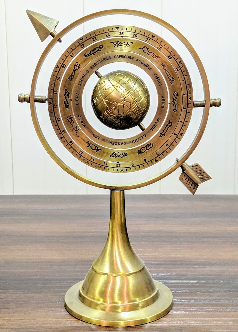 Brass Celestial Globe Armillary Globe Showpiece, Brass Armillary Sphere Decor Table Top Brass Decor, Christmas Gift, Christmas Decorations image 2