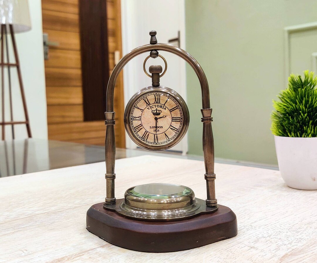 Personalized Table Clock, Personalized Christmas Gift, Brass Figurine