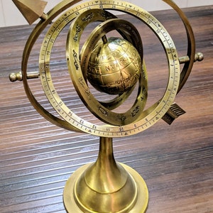 Brass Celestial Globe Armillary Globe Showpiece, Brass Armillary Sphere Decor Table Top Brass Decor, Christmas Gift, Christmas Decorations image 4