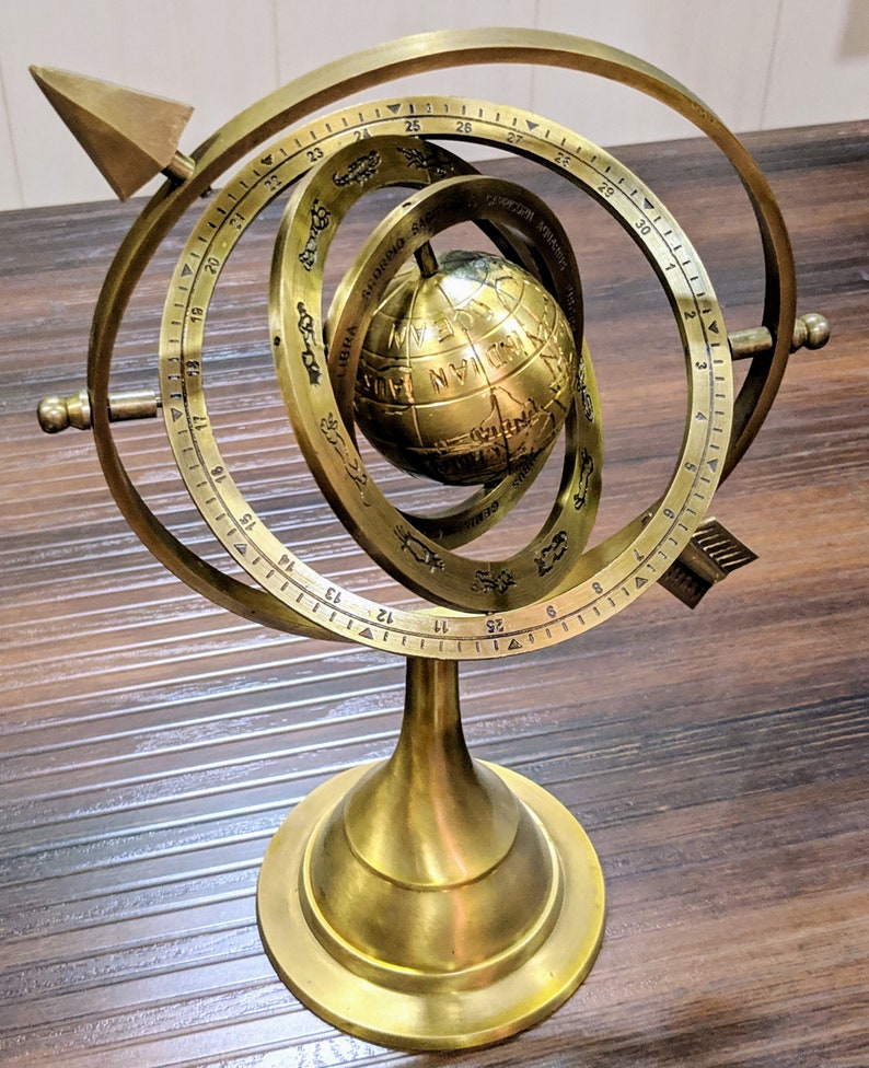 Brass Celestial Globe Armillary Globe Showpiece, Brass Armillary Sphere Decor Table Top Brass Decor, Christmas Gift, Christmas Decorations image 4