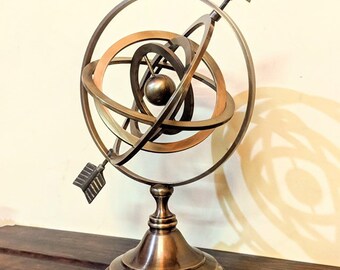 Brass Celestial Globe Large Size / Armillary Globe Showpiece / Handmade Brass Armillary Sphere Map Atlas / Nautical Decor, Brass Decor