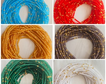 frosted and gold waist beads