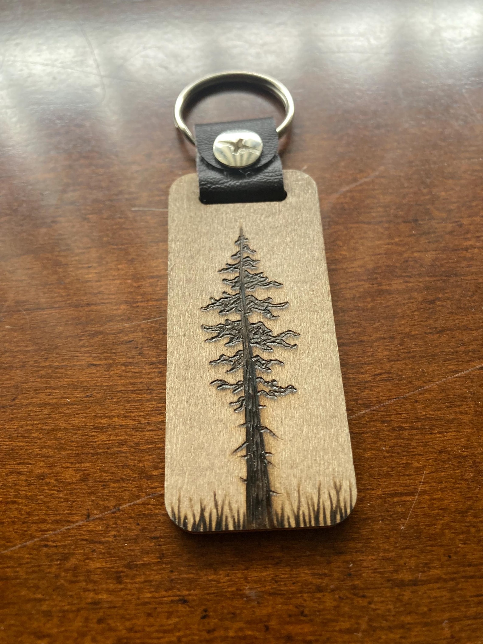 Wood Burned Keychain, Wooden Keychain, Keychain Charm, Tree Keychain ...